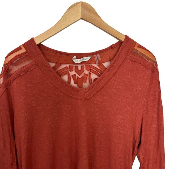Soft Surroundings Tunic Top Rust Orange Mesh Sheer Embroidered Size XL Pullover‎ - Picture 4 of 7